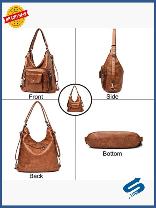 Convertible Backpack Purse for Women, PU Leather, Hobo Shoulder Bag, Multiple main image 7